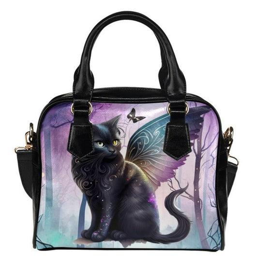Witch black cat Shoulder Handbag