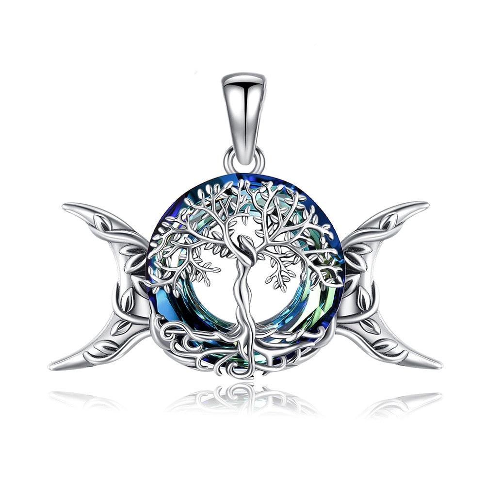 Tree of Life Necklace Triple Moon Goddess Necklace-MoonChildWorld