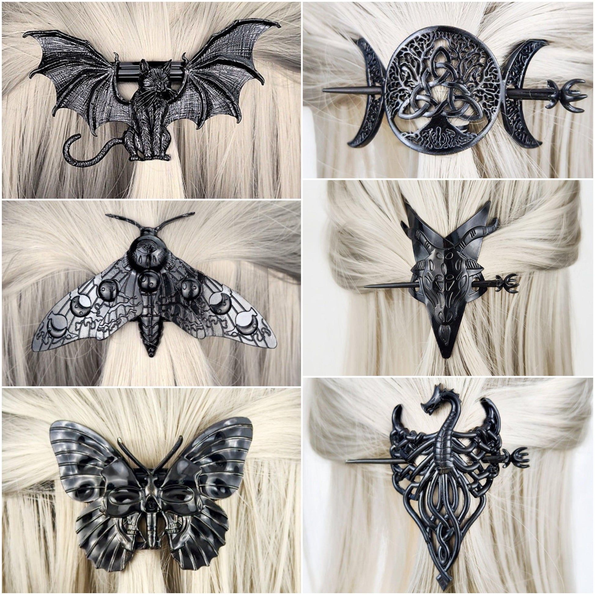 Dark Magic Witch Hairclip Gothic Hair Accessories-MoonChildWorld