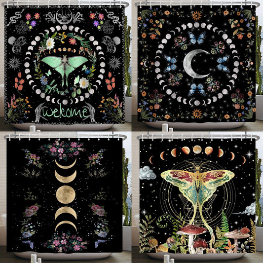 Moon Phase Shower Curtain Witchy Shower Curtain