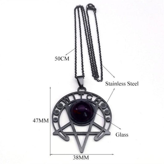 Gothic Witch Dark Magic Inverted Pentacle Necklace-MoonChildWorld