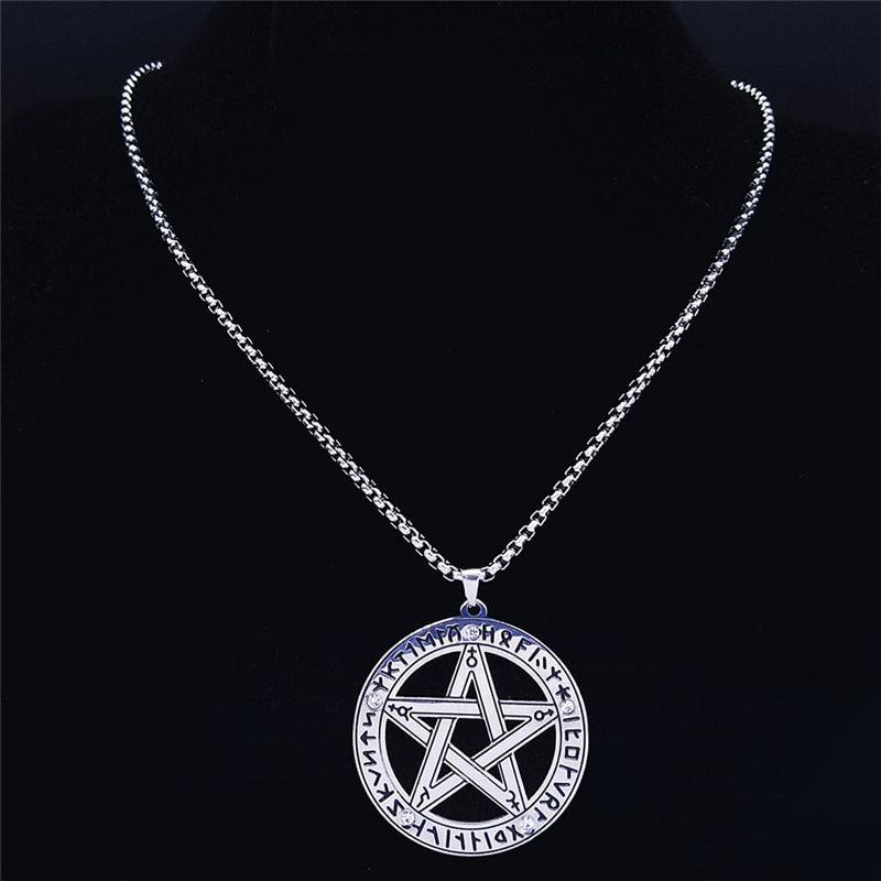 Rune Pentagram Necklace Wiccan Jewelry-MoonChildWorld