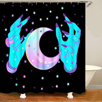 Magic Hand Moon Pastel Goth Shower Curtain
