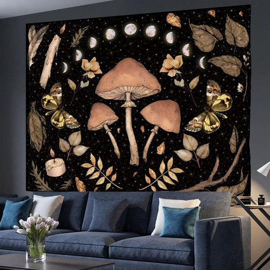 Moon Phase Tapestry Celestial Floral Aesthetic Tapestry-MoonChildWorld