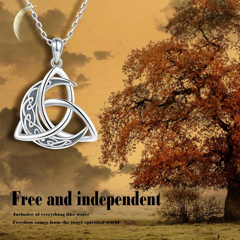 Sterling Silver Irish Celtics Knot Moon Wiccan Necklace-MoonChildWorld