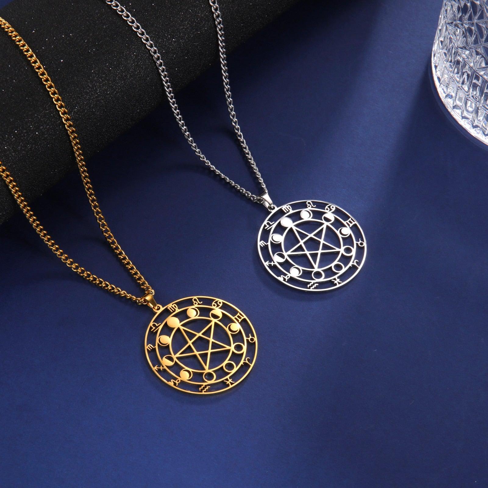 Constellations Zodiac Pentagram Necklace Witchcraft Necklace-MoonChildWorld