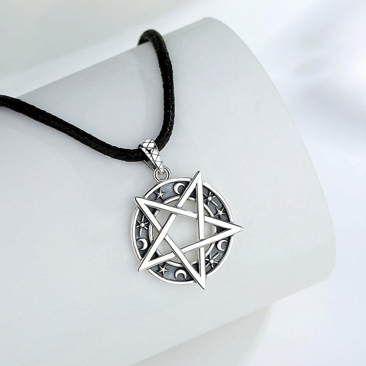 Sterling Silver Pentacle Necklace Wiccan Jewelry-MoonChildWorld