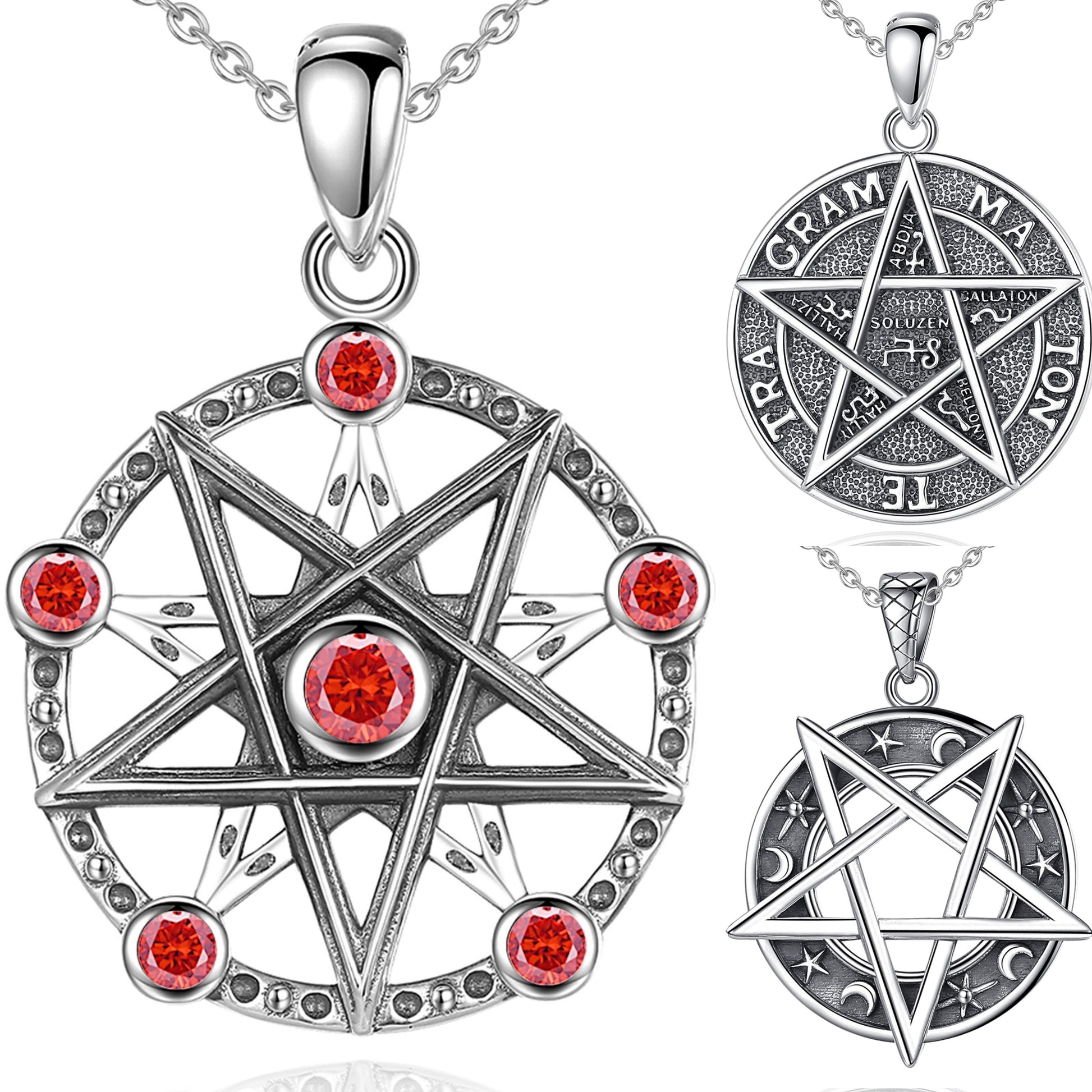 Sterling Silver Pentacle Necklace Wiccan Jewelry-MoonChildWorld