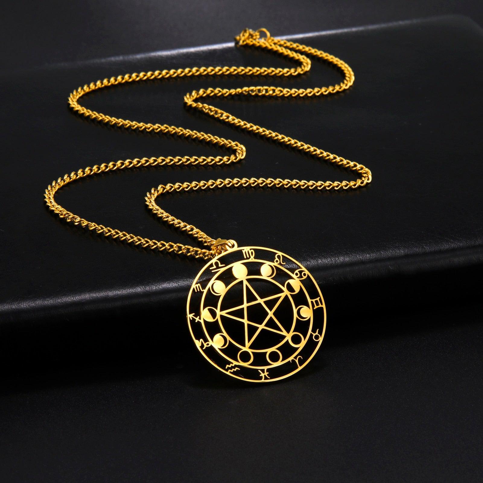 Constellations Zodiac Pentagram Necklace Witchcraft Necklace-MoonChildWorld