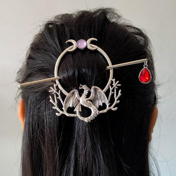 Dark Forest Dragonfly Witchy Hairstick Moon Hairpin