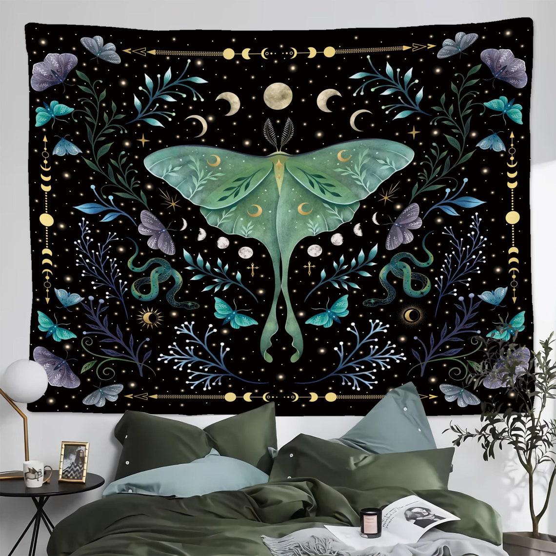Moon Phase Tapestry Celestial Floral Aesthetic Tapestry-MoonChildWorld