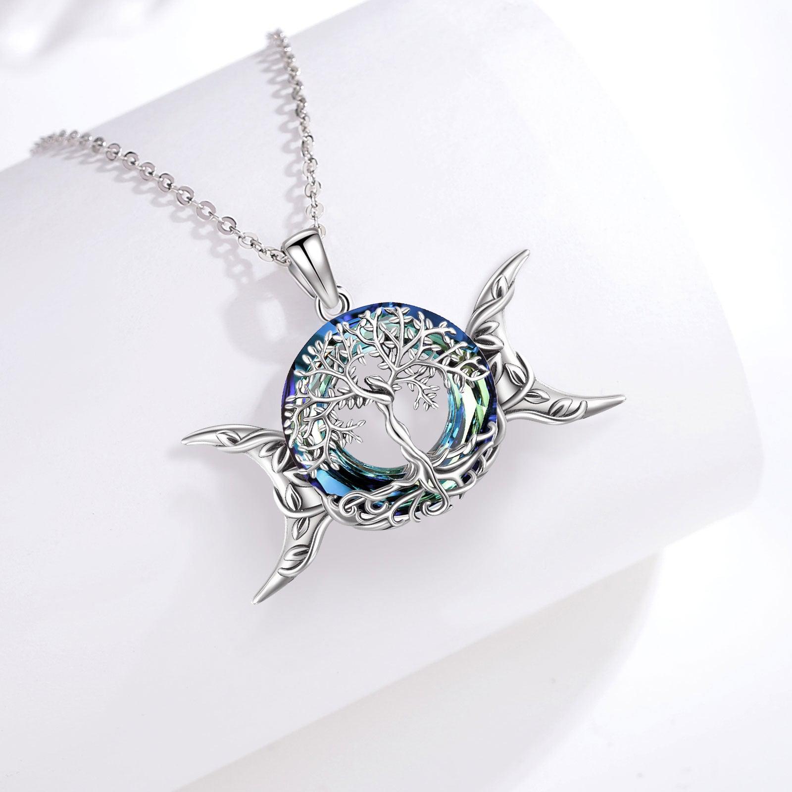 Tree of Life Necklace Triple Moon Goddess Necklace-MoonChildWorld