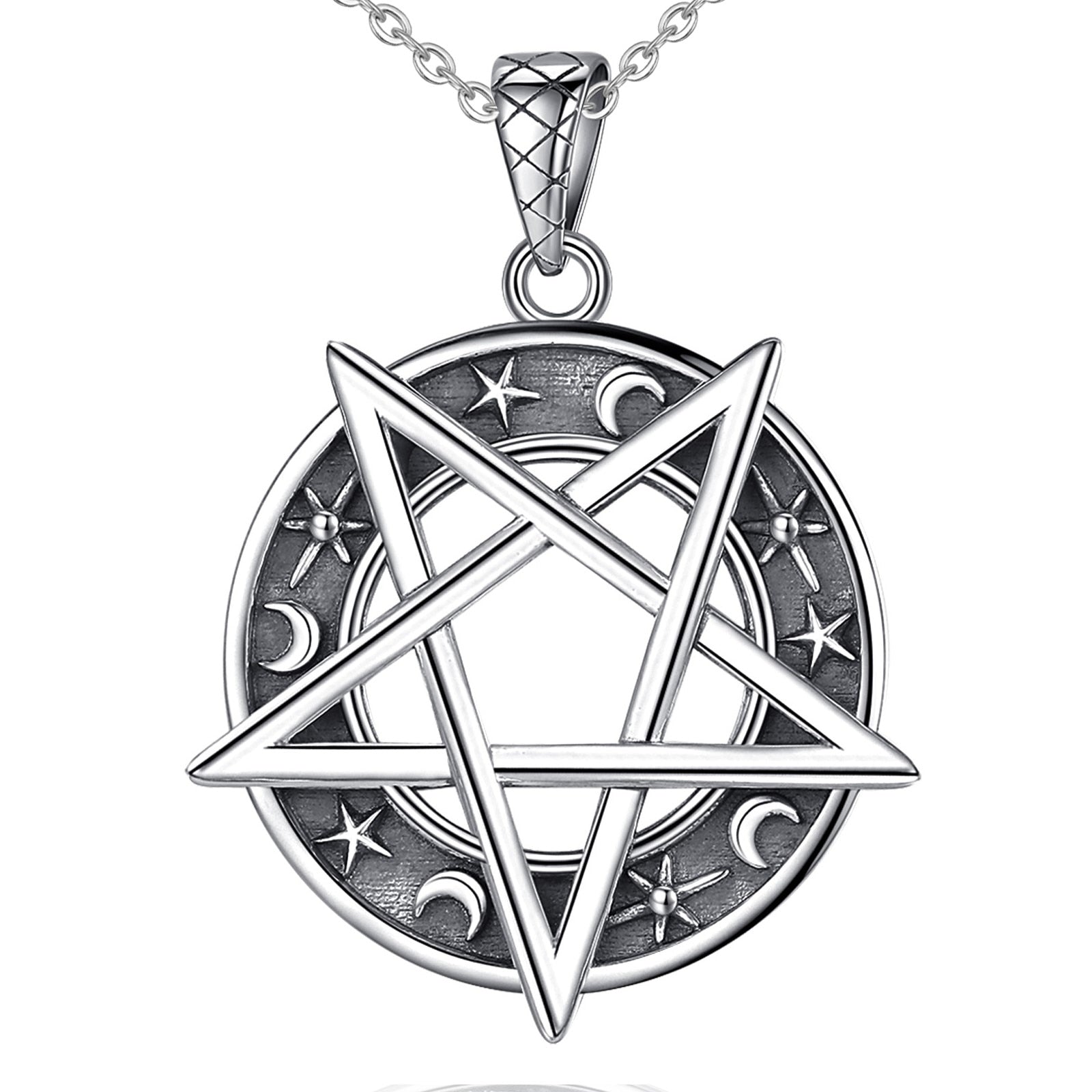 Sterling Silver Pentacle Necklace Wiccan Jewelry-MoonChildWorld