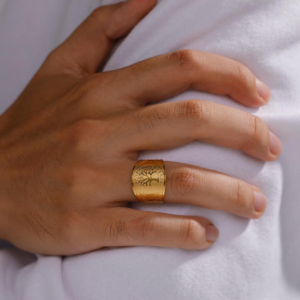 Tree of Life Runes Ring Norse Viking Ring-MoonChildWorld