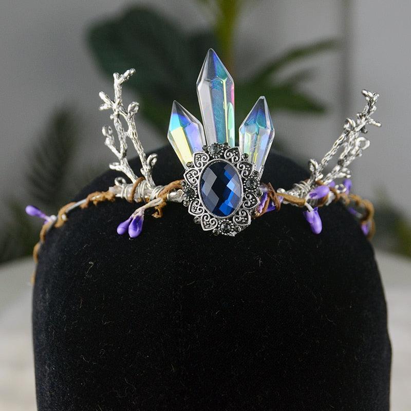Witch Crescent Moon Crystal Headband Circlet Crown-MoonChildWorld