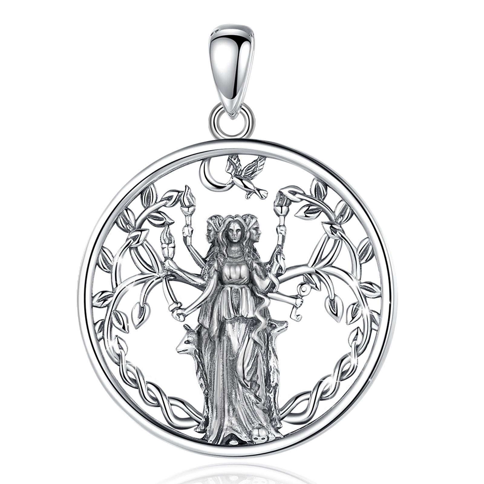 Triple Moon Goddess Necklace Wicca Hecate Necklace-MoonChildWorld
