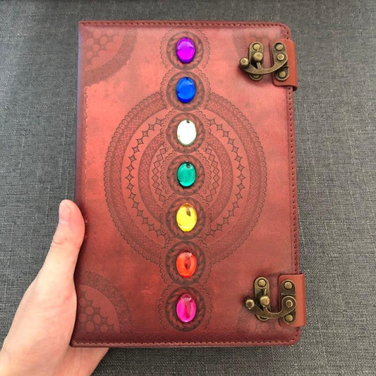 Seven Chakra Medieval Setting Stones Wicca Journal Book of Shadows-MoonChildWorld