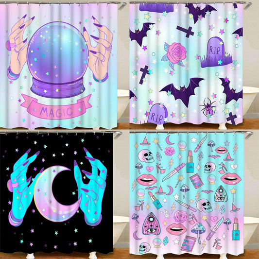Magic Hand Moon Pastel Goth Shower Curtain