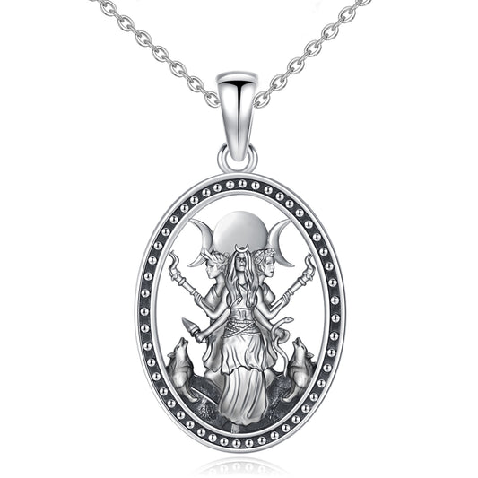 Triple Moon Goddess Necklace Hecate Necklace-MoonChildWorld