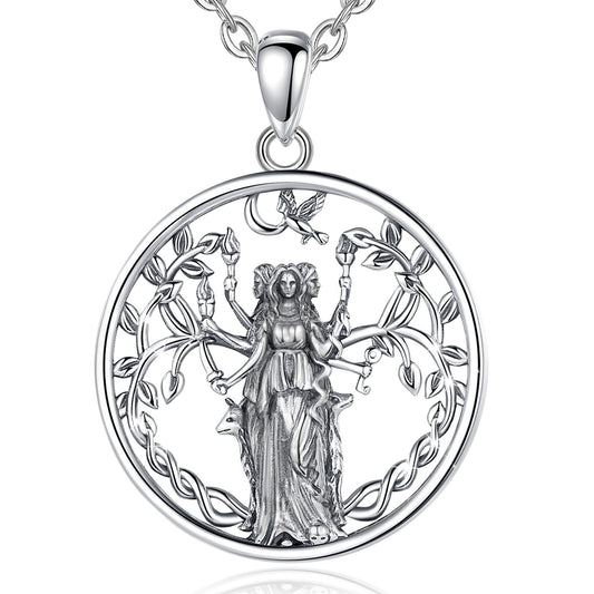 Triple Moon Goddess Necklace Wicca Hecate Necklace-MoonChildWorld