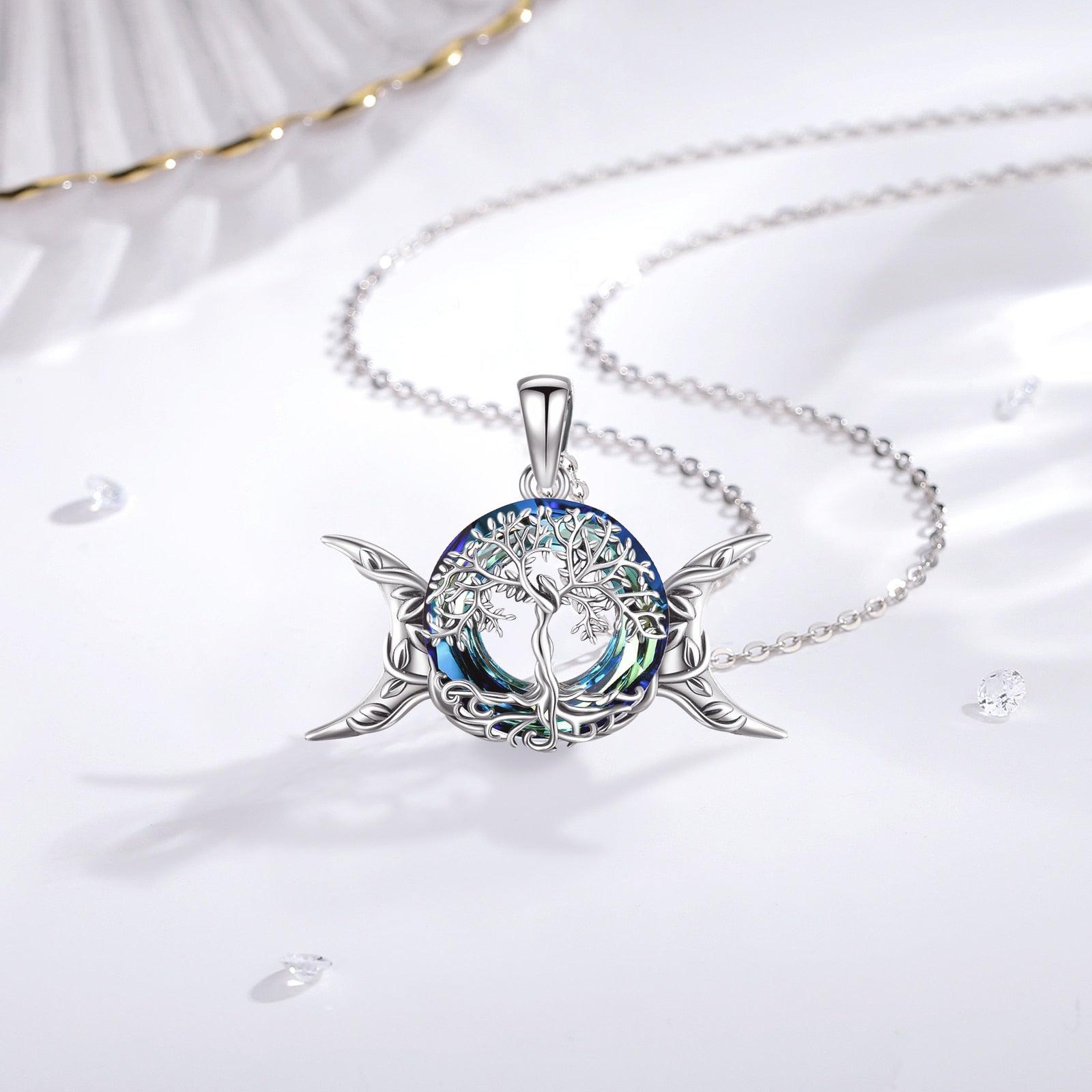 Tree of Life Necklace Triple Moon Goddess Necklace-MoonChildWorld
