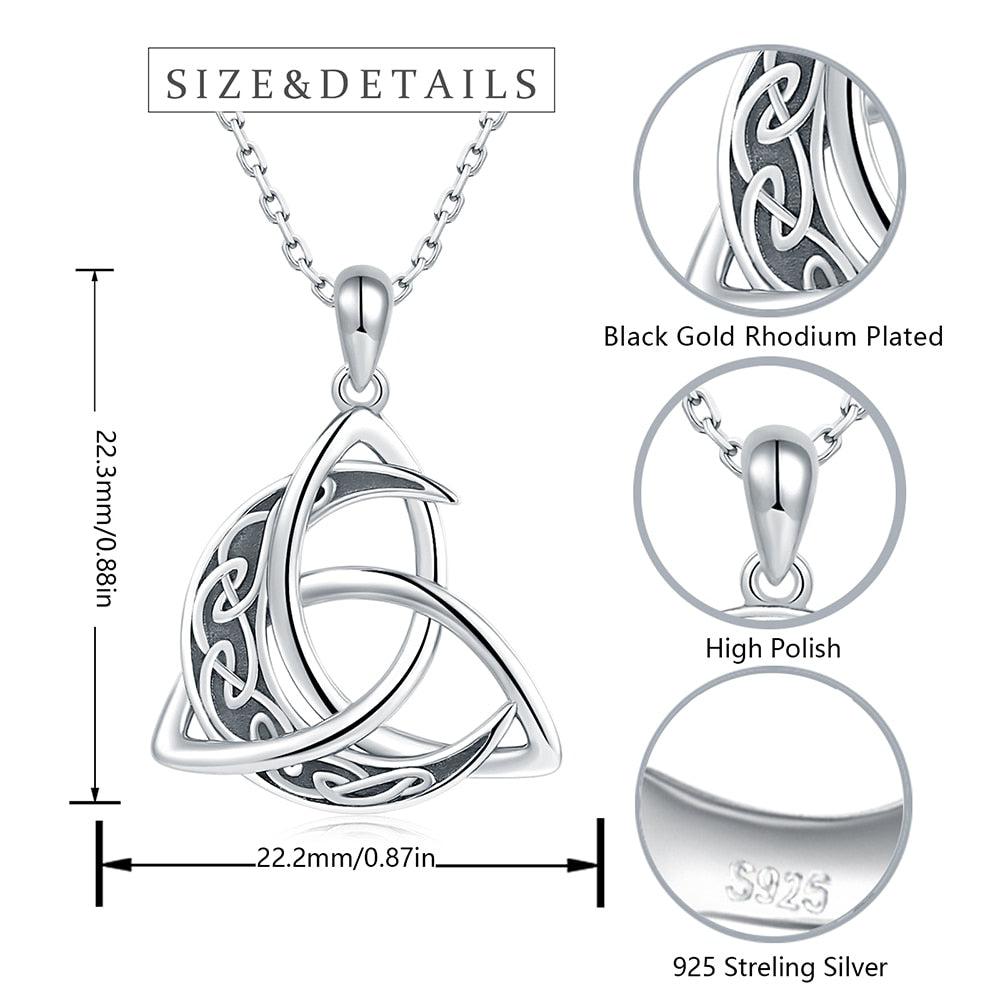 Sterling Silver Irish Celtics Knot Moon Wiccan Necklace-MoonChildWorld