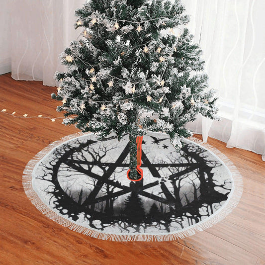 Pentagram Gothic Christmas Tree Skirt-MoonChildWorld