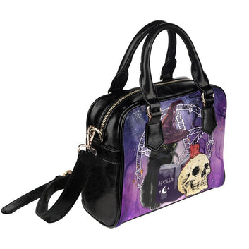 Black cat skull Gothic halloween Shoulder Handbag