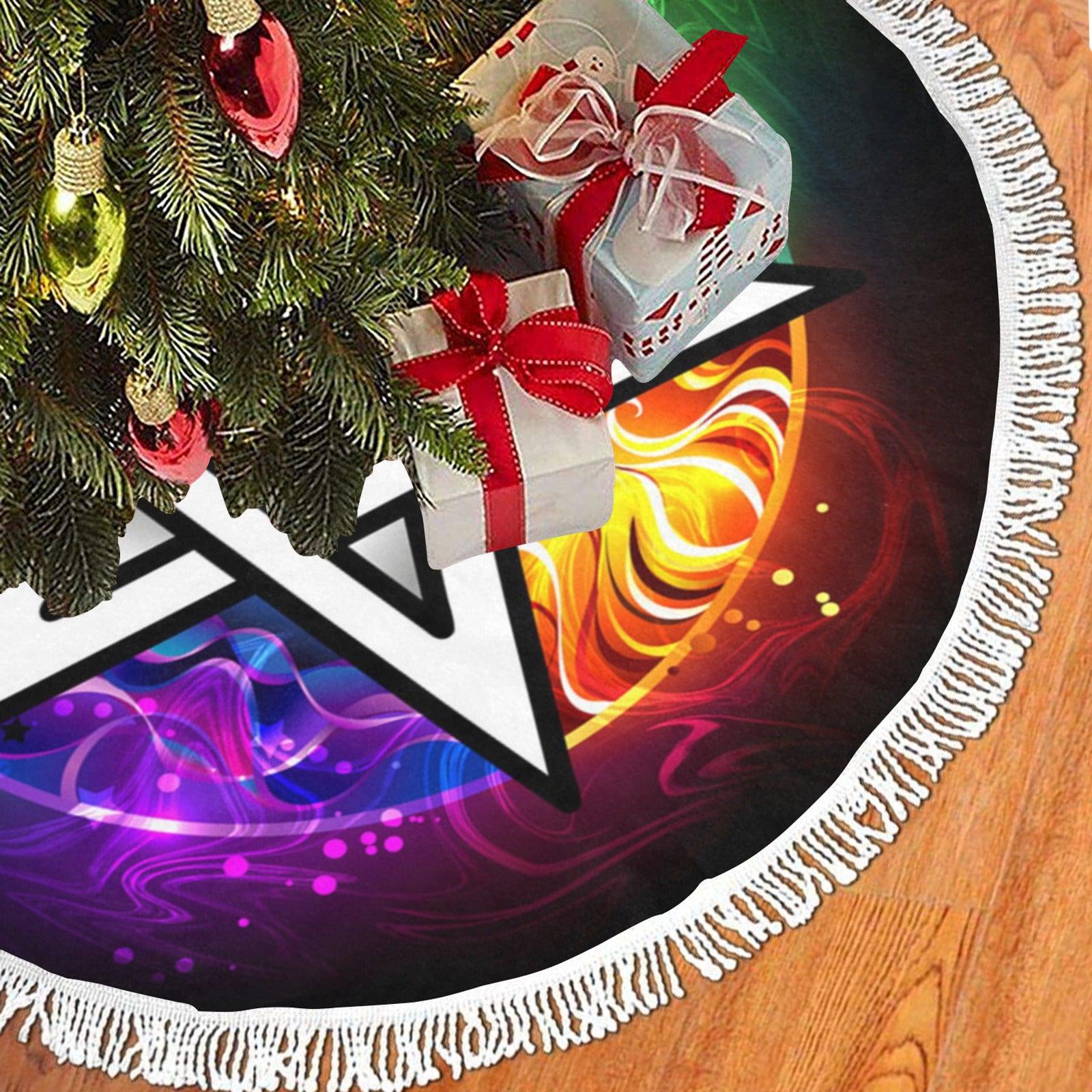 Wicca pentagram pagan Christmas Tree Skirt-MoonChildWorld