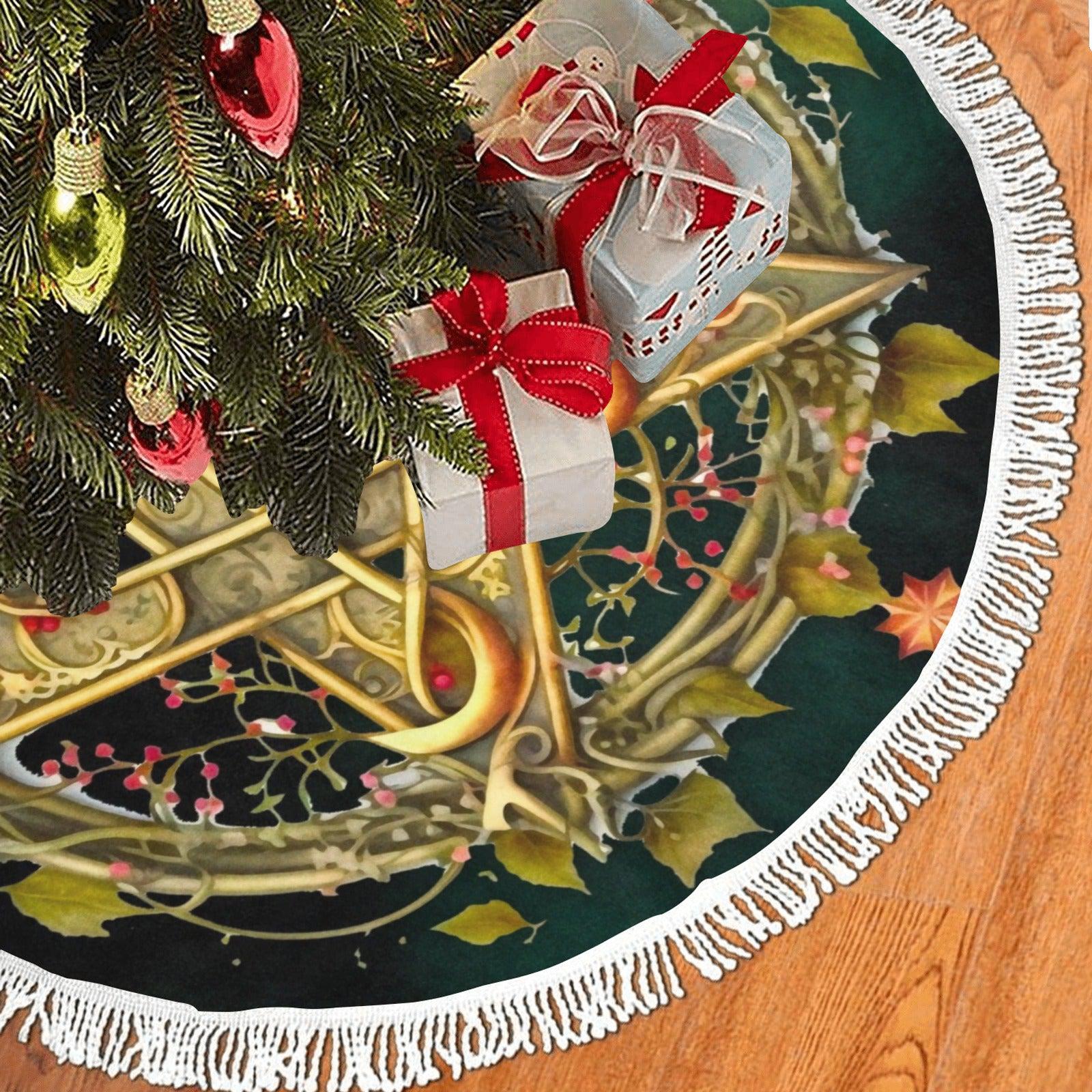 Wicca Pentagram Christmas Tree Skirt-MoonChildWorld