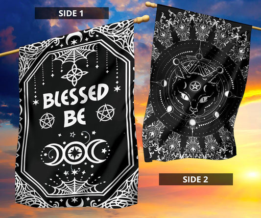 Blessed be cat wicca flag