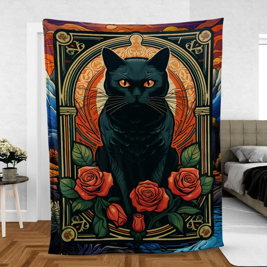 Tarot card Black cat Gothic blanket