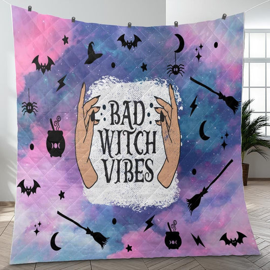 Bad Witch Vibes Witch Quilt Blanket Halloween Quilt