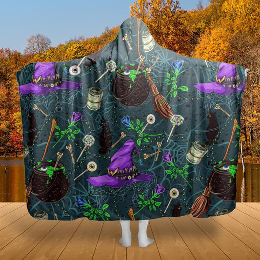Witch halloween hooded blanket