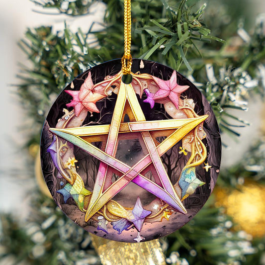 Forest Pentagram Pagan Christmas ornament