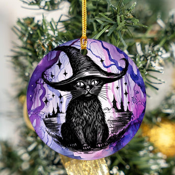 Black cat Witch Christmas ornament