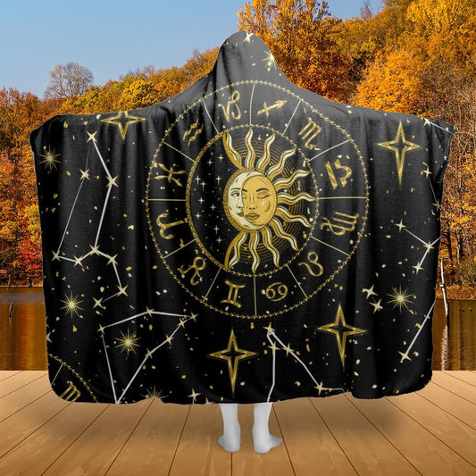 Celestial sun moon hooded blanket