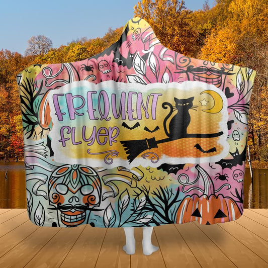 Halloween Hooded blanket Cat Witch Hooded Blanket-MoonChildWorld