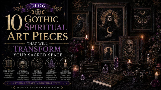 Gothic spiritual art and pagan wall art featuring wicca canvas print in a mystical altar room