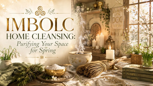 Cozy spring scene with candles, herbs, and flowers for Imbolc home cleansing and space purification ideas