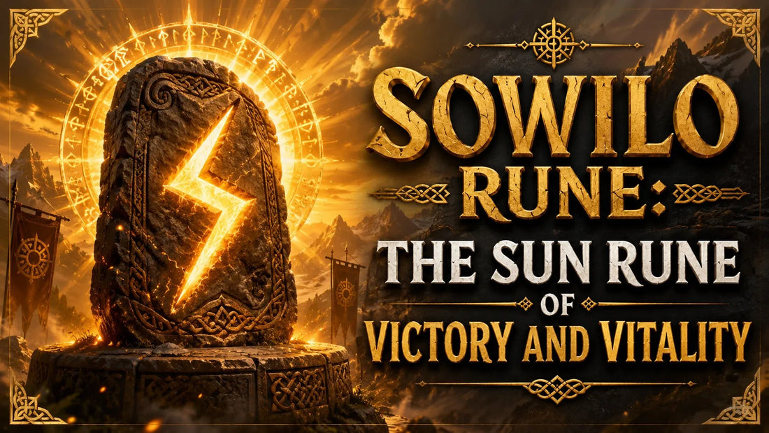 Ancient stone with glowing Sowilo rune symbolizing the sun rune’s power for victory and vitality