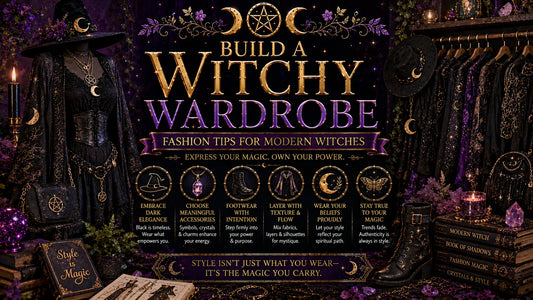 Witchy wardrobe inspiration with dark elegant dresses, mystical accessories, and magical fashion tips for modern witches
