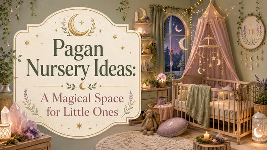 Cozy pagan nursery ideas with moon and star decor, crystals, and magical touches for a whimsical baby room