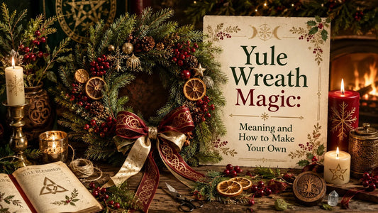 Yule wreath magic with festive greenery, candles, and DIY holiday craft inspiration