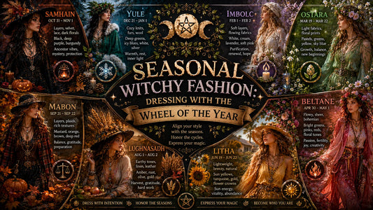 Seasonal witchy fashion inspiration with magical outfits for each Wheel of the Year celebration