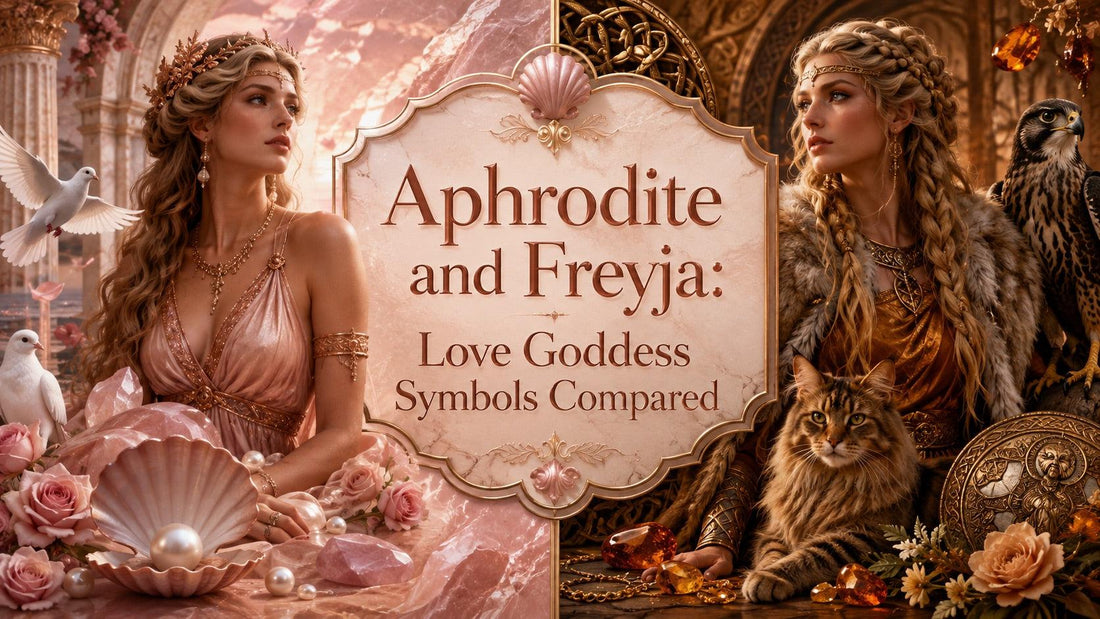 Aphrodite and Freyja love goddess symbols compared with doves, pearls, cats, and amber for mythological insight