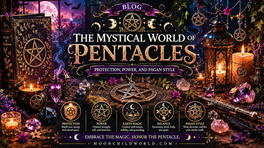 Mystical world of pentacles with candles, crystals, and magical decor for protection, power, and pagan style inspiration