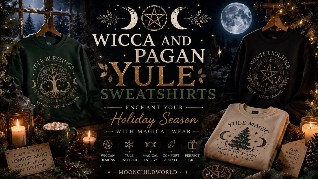 Cozy Wicca and Pagan Yule sweatshirt Witch Christmas sweater designs for magical holiday celebrations