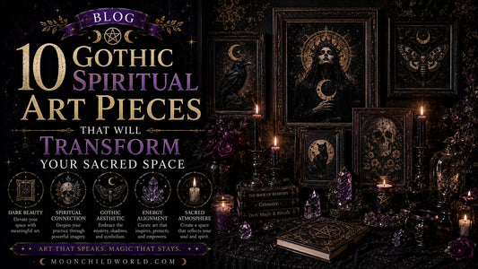 Gothic spiritual art and pagan wall art featuring wicca canvas print in a mystical altar room