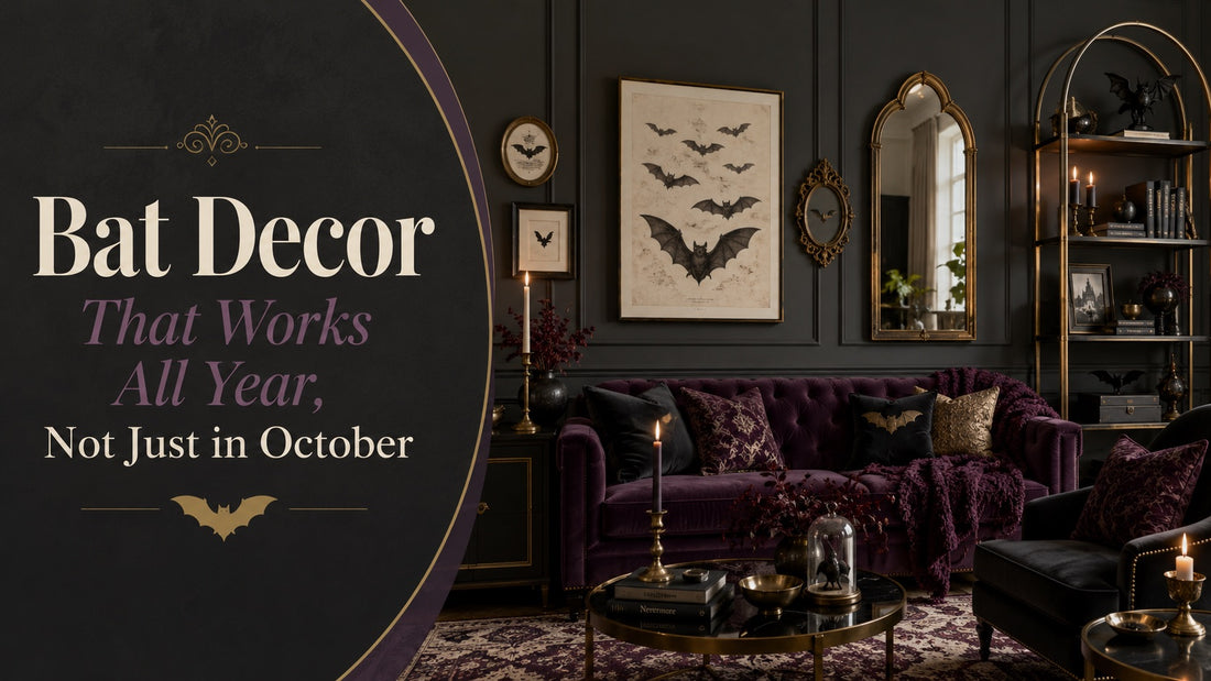 Elegant living room with bat decor accents for stylish year-round home inspiration